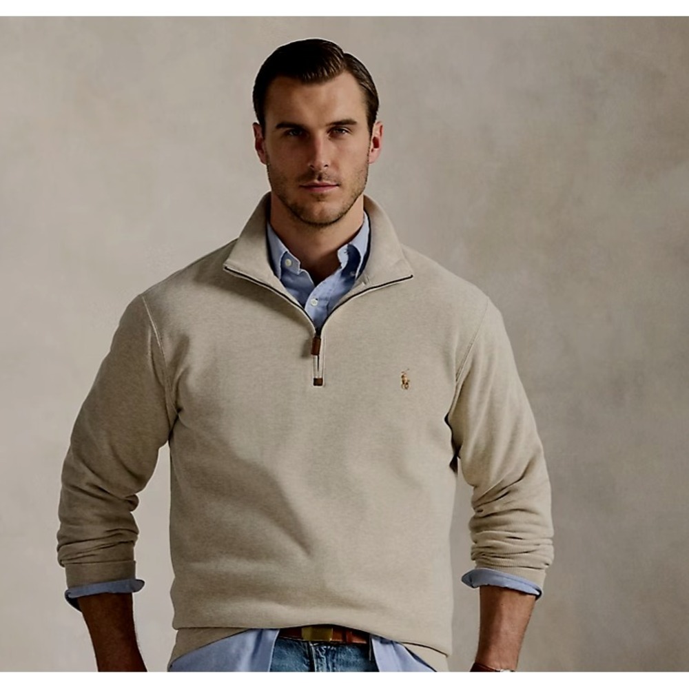 NWT MENS POLO RALPH LAUREN ESTATE RIB 1/4 ZIP SWEATER~DUNE‎ TAN~4X BIG